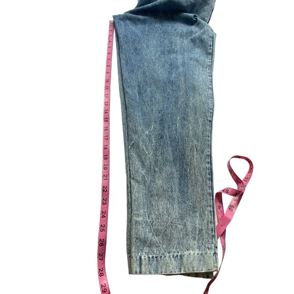 Vtg DREAMS Women Denim Jumpsuit Sz L Blue 80s 90s Snap Front 3/4 Sleeve 92-2 - Picture 8 of 13